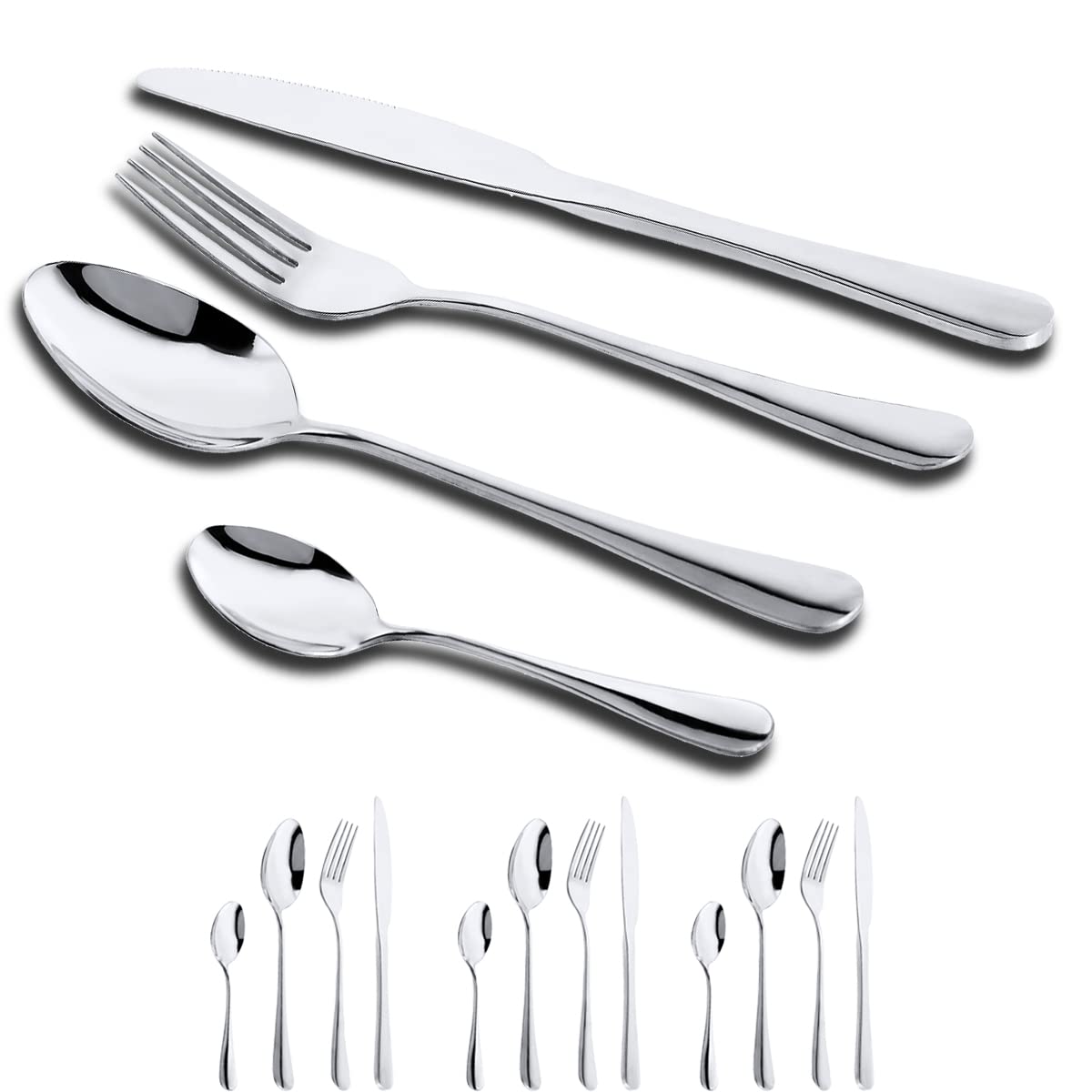 GOODFEER Cutlery Set,16-Piece Stainless Steel Flatware for 4 People Dinner Spoon Knife and Fork Sets, Tableware Mirror Polish Silverware — image 1
