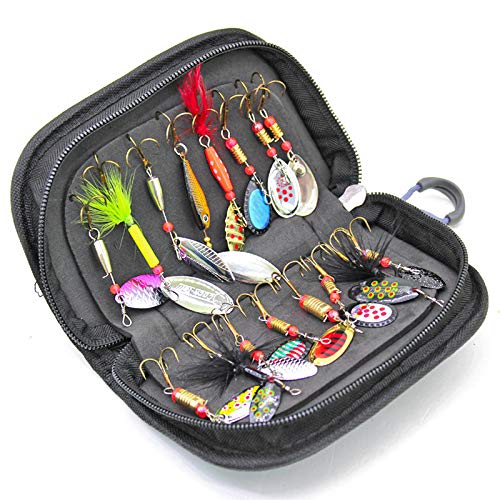 xiangen Sequin Spoon Fishing Bait Carp Flashing Hard Bait Single Hook Outdoor Fishing Hook Sequins Hard Bait Feather Road Lure High Carbon Steel Soft Bait Jumping Hook (2Pcs) 15.59.54.5Cm