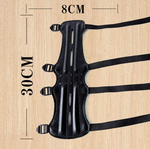 e5e10 Archery Leather Arm Guard Long 4 Straps Forearm Protective Gear Hunting Arrow Bow