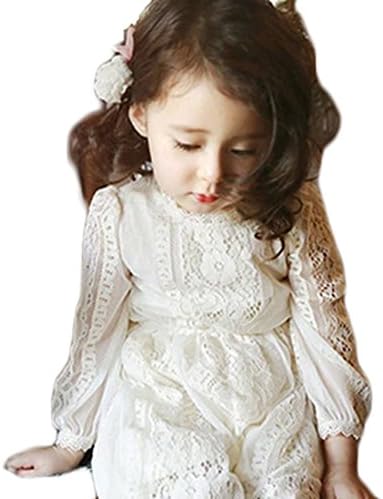 SailGoal Little Girls Long Sleeve Lace Floral Party Cute Dresses