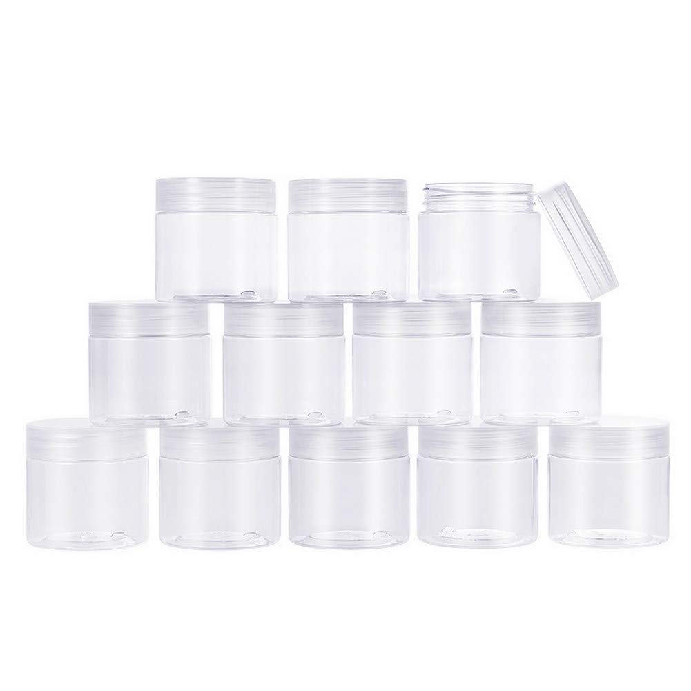 BENECREAT 20 Pack 60ml PET Wide Mouth Plastic Containers Storage Favor Jars with Clear Lid and Leakproof Gasket for Cosmetic Cream Light Clay