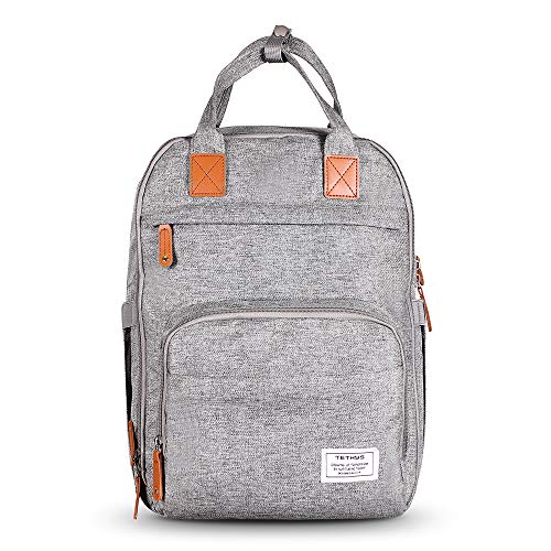 TETHYS Diaper Bag Backpack [Multifunction Waterproof Travel Back Pack] Maternity Baby Nappy Charging Bag Ideal for Mom and Dad, Large Capacity and Stylish Organizer for Baby Care - Gray