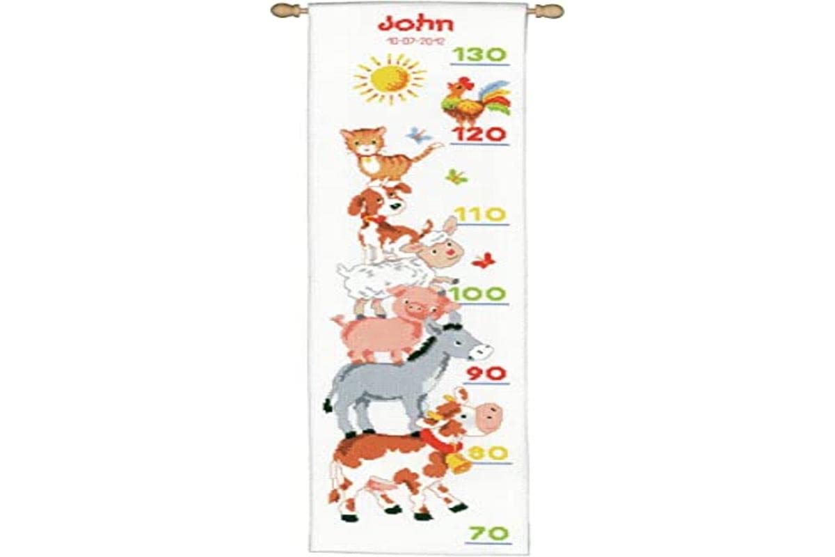 Vervaco Height Chart Farm Animals Counted X Stitch Kit, Multi-Colour