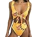 Fancathy Women Sexy Printing High Waisted Bikini Sets Tie Knot Adjustable Swimsuit Summer Beachwear