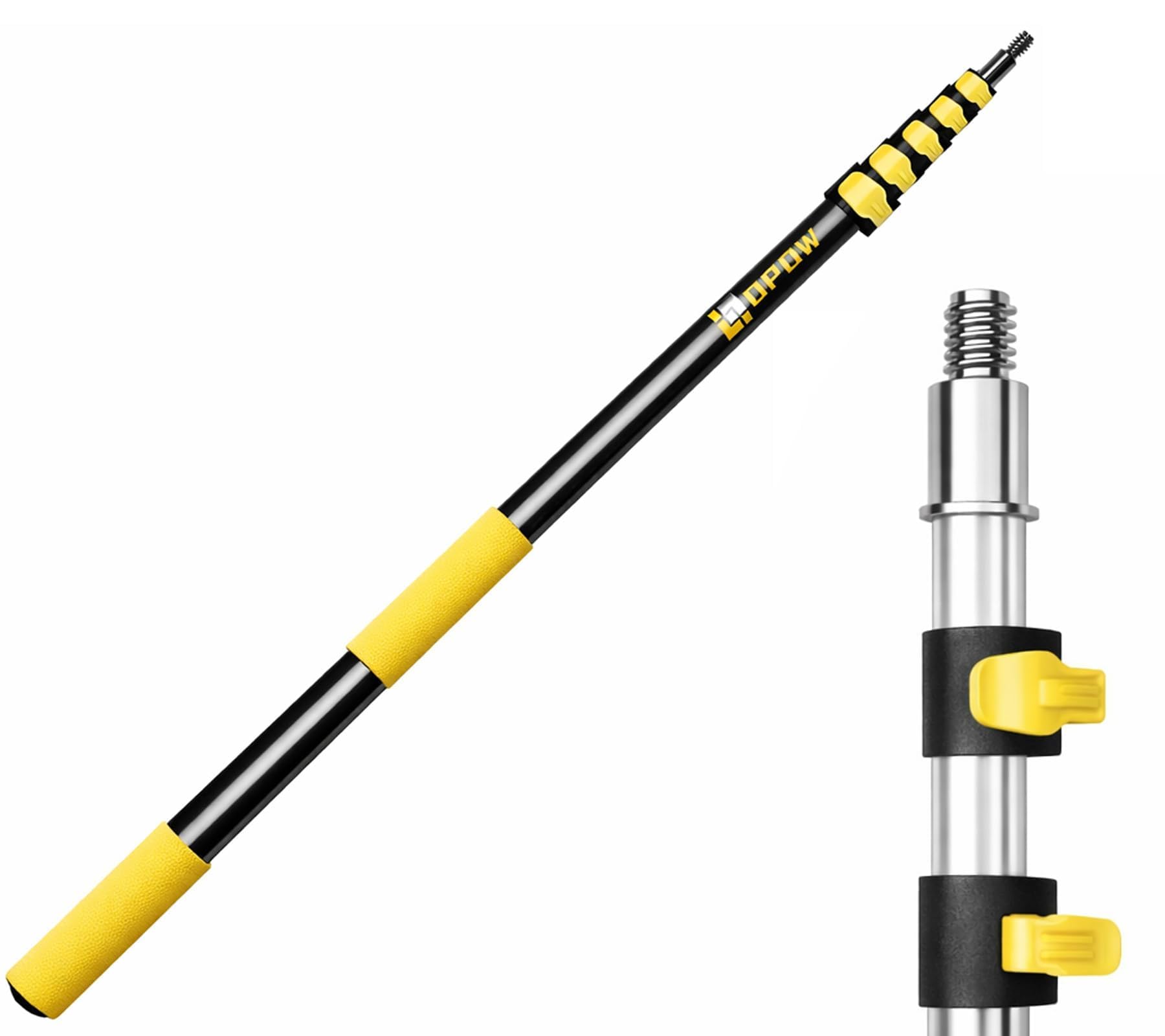 Opow 5.6-24 FT Reach Telescopic Extension Pole, Multi-Purpose Aluminum Alloy Telescoping Rod with Flip-Lock Design, Sturdy for Painting Dusting, High House Maintenance, and Window Cleaning Image