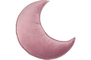JIKAL Star Moon Shaped Pillow Soft Velvet Nursery Stuffed Throw Pillows for Kids Room Couch Reading Nook Decor (Moon, Dusty Pink)