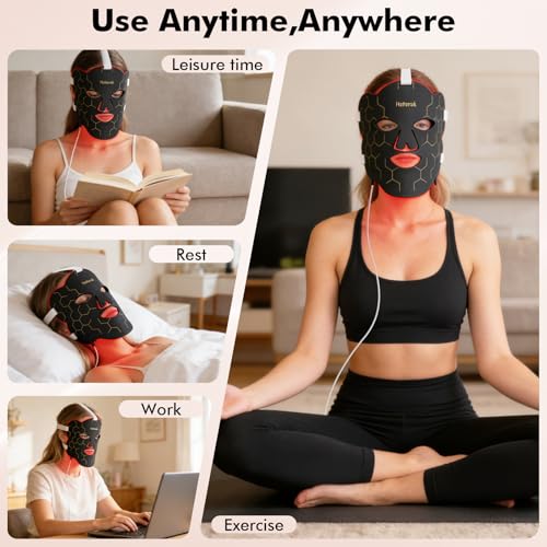 Near-Infrared Light for Face, Portable LED Face mask with Power Bank, Red Light Lamp with Timing Function at Home