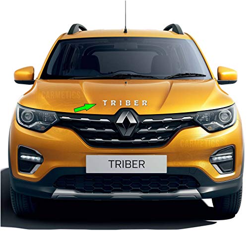 CarMetics TRIBER 3D Letters (3D Stickers 3D Logo 3D Emblem for Renault Triber Bonnet, Door Accessories for Dark Color Cars) – Chrome Finish – 1 Set (Chrome)