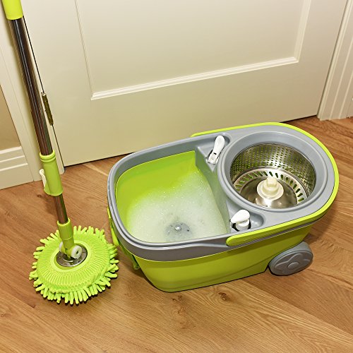 Green Direct Spin Mop and Bucket Deluxe Cleaning System with Microfiber