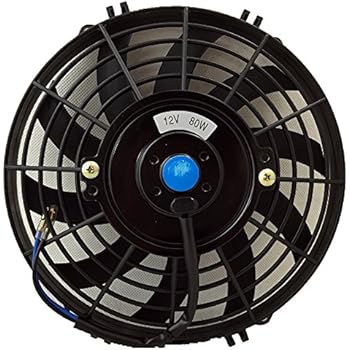 Upgr8 Universal High Performance 12V Slim Electric Cooling Radiator Fan With Fan Mounting Kit (9 Inch, Black)