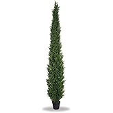 8 Feet Pre-Potted Evergreen Outdoor Artificial Cedar Tree for Front Porch Decor, Outdoor Entryway Decor Fake Tree, Tall Faux Tree with UV Resistant Coating (1 Pack)