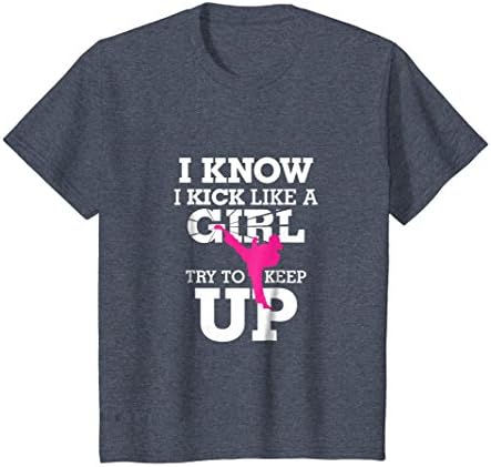 Kids I Kick Like A Girl-Kickboxing Chick T-Shirts 12 Heather Blue