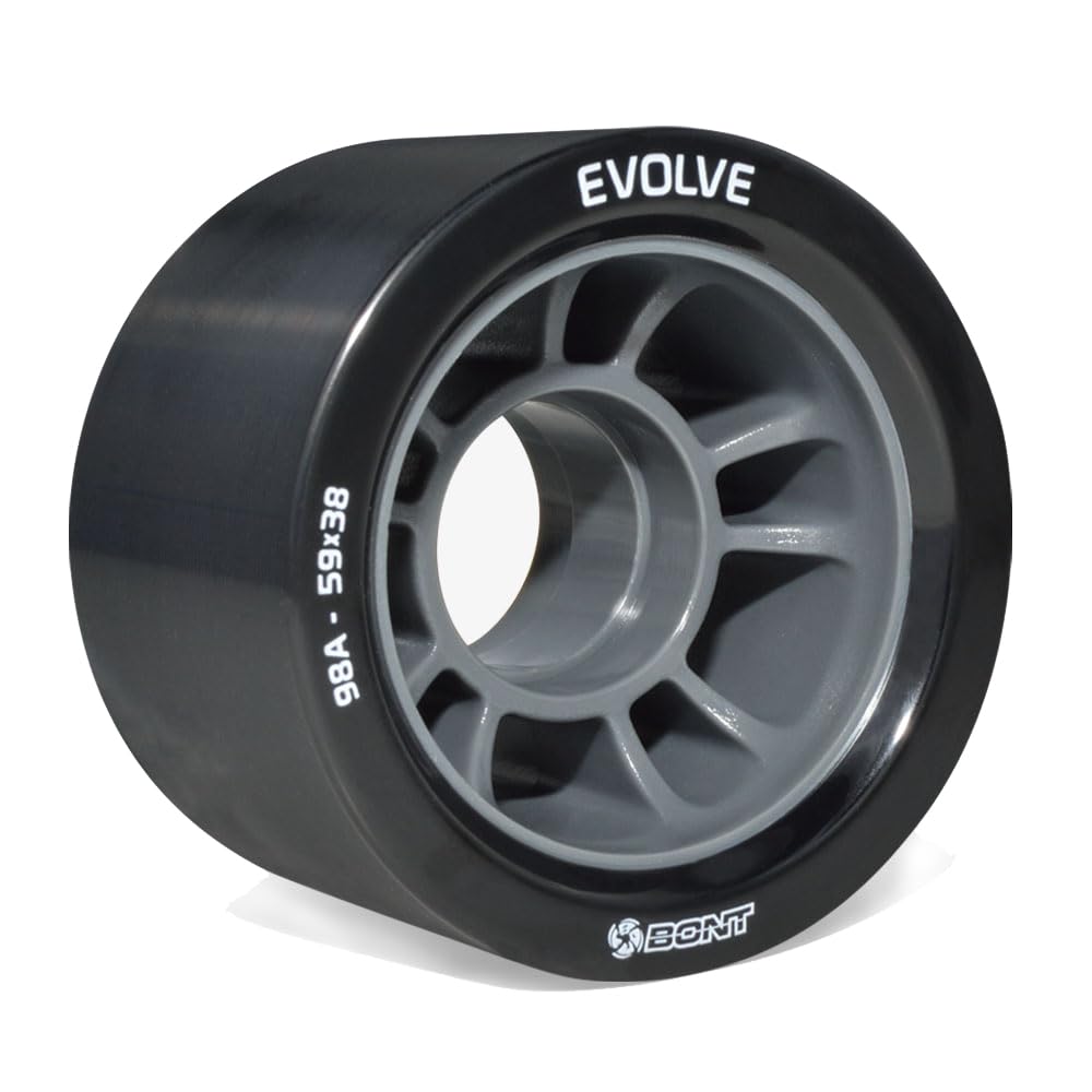 Bont Evolve Indoor Roller Derby Skate Wheels - 59x38mm, 98A (Black) - Set of 4