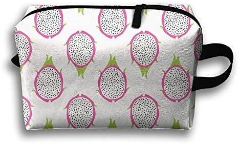 Ztrb Dragon Fruits Pitaya Pattern Portable Make-Up Zipper Pouch Beauty Cosmetic Bag Carry Case Brush Organizer Toiletry Hanging Storage Bag Sewing Kit Medicine Bag