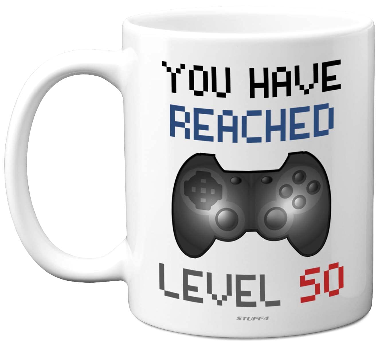 Stuff4 50th Birthday Gamer Mug - Level 50 Gamer, Dishwasher Safe Coffee Cup, Retro Video Game, Novelty Mug, Gaming Gift for Him or Her