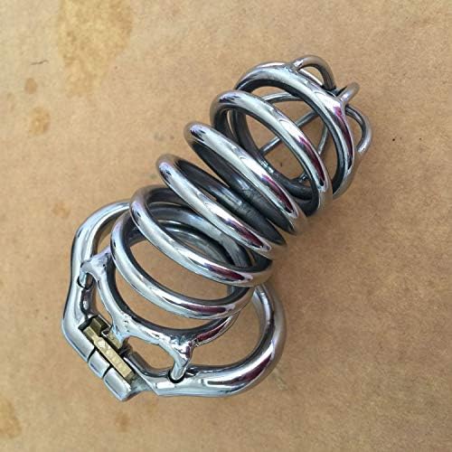 stewarted Funny co-ckring Set se-x Men Adjustable Stainless Steel Stealth Lock Male Chastity co-ck Cage Fetish Virginity Pen-is Ring Belt S062 Size 4