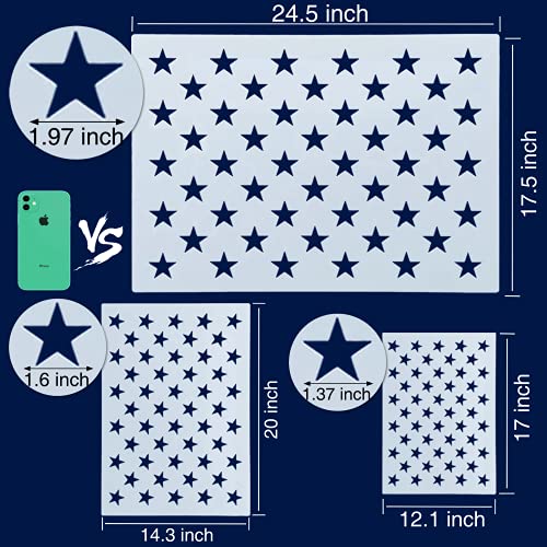 Jumbo American Flag 50 Star Stencil Template, 24.5'' x 17.5'', 3 Sizes ...