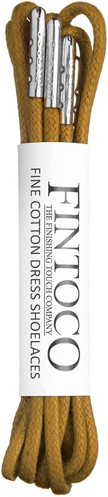 FINTOCO Round Waxed Dress Shoe laces with Metal Tips