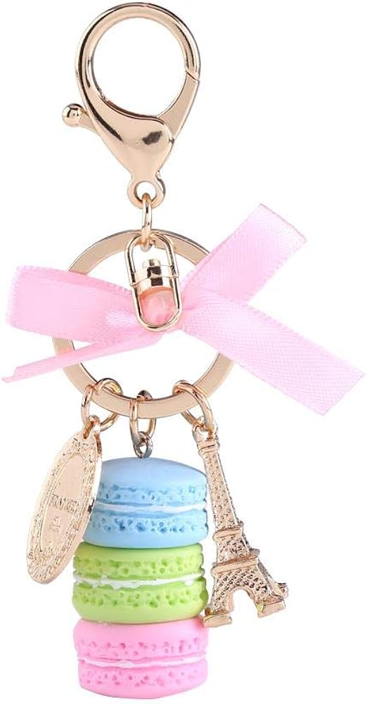 Hztyyier Macaroon Eiffel Tower Keychain, Decorative Bag Charm, Car Pendant, Blue for Handbag and Car Decoration