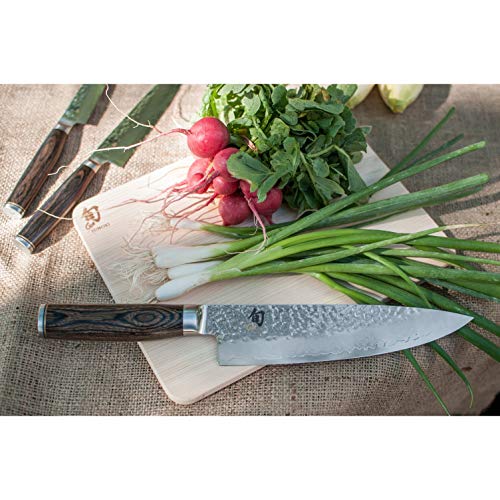 Shun Cutlery Premier 8" Chef's Knife; Lightweight, Agile, Extremely Comfortable Grip, Perfect for Slicing, Dicing and Chopping a Full Range of Foods, Beautiful and Versatile, Handcrafted in Japan