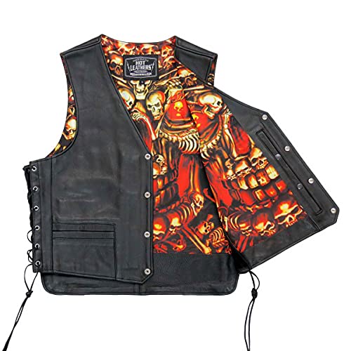 Hot Leathers Men’s Black Premium Leather Skulls Make Skulls Conceal & Carry Side‑Lace Club Vest at Amazon
