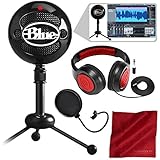 Blue Snowball Studio USB All-In-One Vocal Recording System with Samson Dynamic Headphones, Mic Pop Filter, and Fibertique Cloth