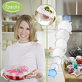 Silicone Stretch Lids Reusable 7 pack-Silicone Lids Silicon Covers Food Saver Covers Various Sizes for Food, Bowls, Bottles,Pots Cans, Cups, Platters, Dishes, Dishwasher, Jars, Oven, Microwave