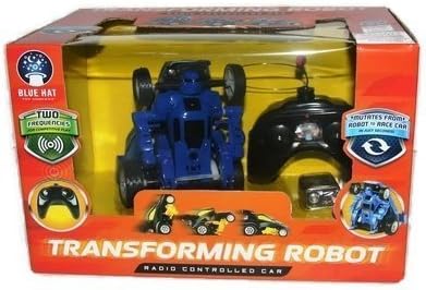 blue hat transforming robot
