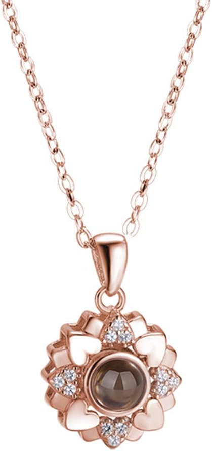 925 Sterling Silver Necklace Projection 100 Languages of I Love You Necklaces, Gift for Lovers