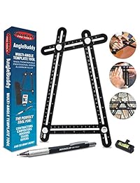 AngleBuddy Regla de medición multiángulo de aluminio actualizada (para realizar ángulos), herramienta sencilla universal de plantilla para ángulos con perillas metálicas de ajuste y marcas grabadas en láser