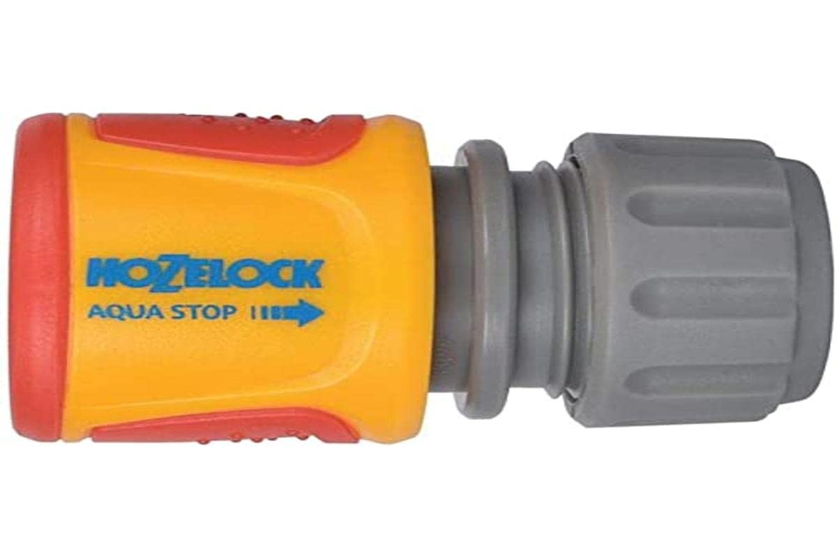 HOZELOCK - Aquastop Hose Connector Quick ø 12.5mm - 15mm (1/2"- 5/8") Soft Touch : Aquastop, Watertight, Non-slip, Ideal for the Start of the Hose [2075 0000], Yellow/Grey