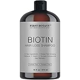 First Botany Cosmeceuticals, Hair Regrowth and Anti Hair Loss Shampoo 16 fl oz, with DHT blockers- Daily Hydrating, Detoxifying, Volumizing Shampoo For Men and Women