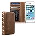 kwmobile Wallet Case Compatible with Apple iPhone SE (1.Gen 2016) / 5 / 5S - PU Leather Book Style Protective Cover - Brown