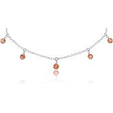 Luna Tide Sunstone Bead Drop Choker in Sterling Silver