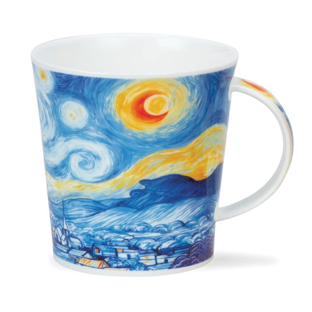 DUNOON 0.48 Litre Bone China Mug 'Starry Night' - Contemporary Shaped Drinking Cup