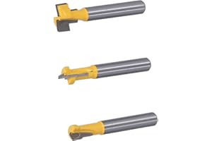 Luqeeg Keyhole Router Bits Set Durable Carbon Steel T Slot Milling Cutters for Woodworking, 1/4in Shank 3Pcs Cutter for Route
