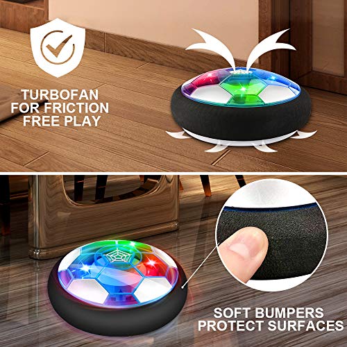 Betheaces Kids Toys Rechargeable Hover Soccer Set, Indoor Air Soccer with LED Light and Foam Bumper Included 2 Goals and Inflatable Ball, Birthday Toys for Boys Girls(No Battery Needed)