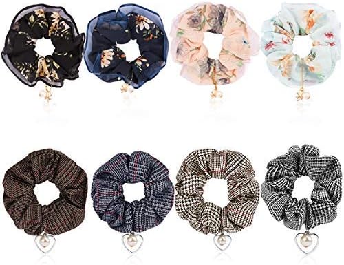 TOBATOBA 8 Pieces Hair Scrunchies Bobbles Hair Bands Elastic Scrunchy Hair Bow Chiffon Ponytail Holder for Women and Girls 8 Colors