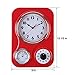 Lily's Home (9.5 Inch x 13.3 Inch Retro Kitchen Wall Clock, Vintage Wall Clock with a Thermometer and 60-Minute Timer, Ideal for Any Kitchen, Office, or Diner (Red)
