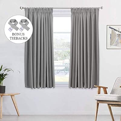 1 Pair Blackout Curtains Soft Solid Thermal Insulated Pencil