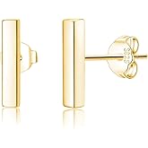Reffeer Solid 925 Sterling Silver Bar Studs Earrings for Women Teens Minimalist Post Stud Earrings Hypoallergenic