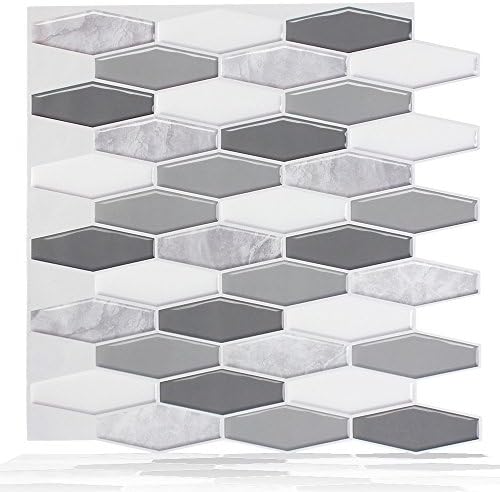 Juneslife Vinyl Wall Tiles Peel and Stick 3D Wall Tiles Self Adhesive Wall Tiles Fireproof and Waterproof Brick Wallpaper for TV Backdrop Bathroom Kitchen Bedroom DIY Furniture 12''x12'' 10 pcs