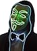 NEON NIGHTLIFE Light Up V for Vendetta Anonymous LED mask, Guy Fawkes Mask, One Size, Green