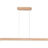 YISDESIGN 31.5" 18W 1-Light Wooden Led Linear Pendant Light Dimmable Led Ceiling Hanging Light Fixtures Modern Chandeliers fo