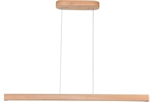 YISDESIGN 31.5" 18W 1-Light Wooden Led Linear Pendant Light Dimmable Led Ceiling Hanging Light Fixtures Modern Chandeliers for Dining Room Kitchen Island Lights Natural