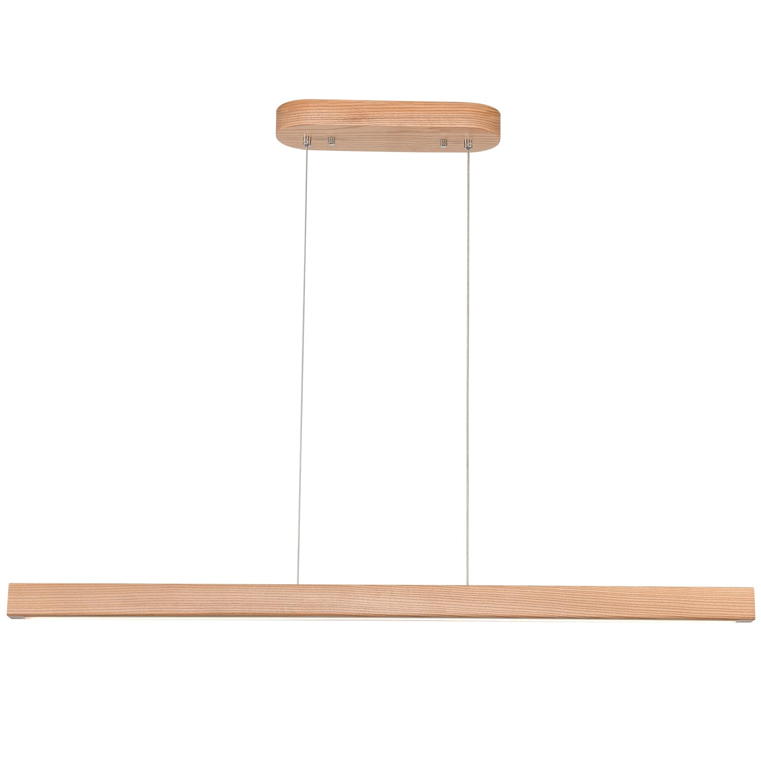 Photo 1 of YISDESIGN 31.5" 18W 1-Light Wooden Led Linear Pendant Light Dimmable Led Ceiling Hanging Light Fixtures Modern Chandeliers for Dining Room Kitchen Island Lights Natural
