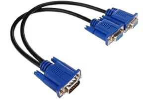 SAYTAY VGA Monitor Y-Splitter Cable, 1 Male to Dual 2 VGA Female Adapter Converter Video Cable for Screen Duplication - 1 Foo