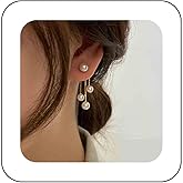 Vacaonio Bohemian Gold Pearl Tassel Dangle Drop Earrings - Pearl Ear Jacket Studs - Double Way Front Back Earrings - Jewelry for Women