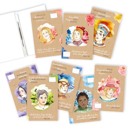 Papierdrachen 8 Hochwertige Schnellhefter Aus Karton Für Schule, Studium Und Büro | Din A4 | Motiv Frauenpower - Schnellhefter Aus 350G/M² Karton - Set 7