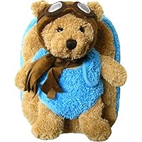 Kreative Kids Adorable Aviator Pilot Bear Plush Backpack with Removable Stuffed Animal